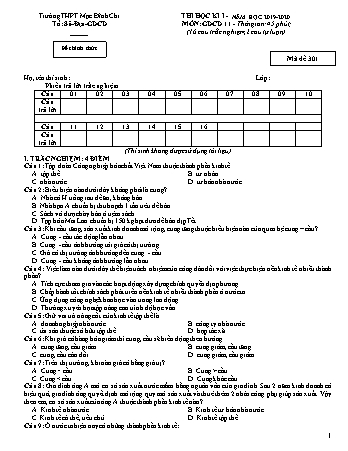 Đề thi học kì 1 môn Giáo dục công dân 11 - Đề 301 - Năm học 2019-2020 - Trường THPT Mạc Đĩnh Chi (Có đáp án + Ma trận)