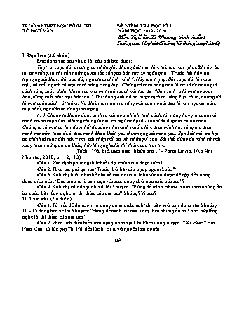 Đề thi học kì 1 môn Ngữ văn Lớp 11 - Năm học 2019-2020 - Trường THPT Mạc Đĩnh Chi (Có đáp án)