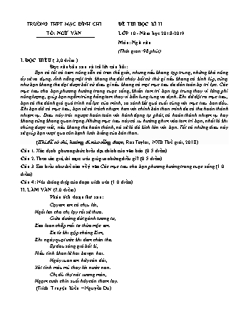 Đề thi học kì 2 môn Ngữ văn 10 - Năm học 2018-2019 - Trường THPT Mạc Đĩnh Chi (Có đáp án)
