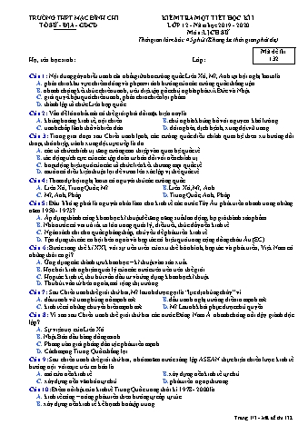Đề thi kiểm tra 1 tiết Lịch sử 12 - Đề 132 - Năm học 2021-2022 - Trường THPT Mạc Đĩnh Chi