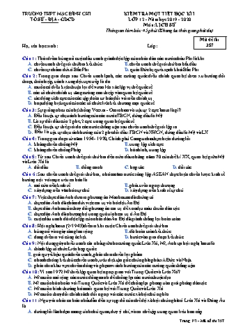Đề thi kiểm tra 1 tiết Lịch sử 12 - Đề 357 - Năm học 2021-2022 - Trường THPT Mạc Đĩnh Chi