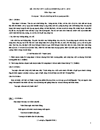 Đề thi thử THPT Quốc gia môn Ngữ văn - Năm học 2014-2015