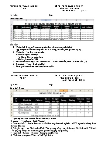 Đề thi thực hành học kì 2 môn Tin Nghề 11 - Đề 1 - Năm học 2018-2019 - Trường THPT Mạc Đĩnh Chi (Có đáp án + Ma trận)
