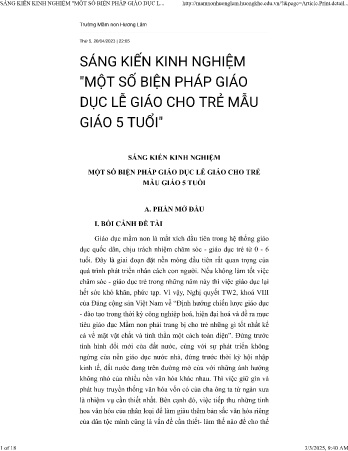 Sáng kiến kinh nghiệm Một số biện pháp giáo dục lễ giáo cho trẻ mẫu giáo 5 tuổi