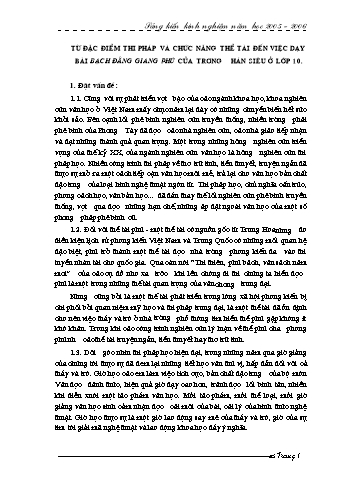 SKKN Từ đặc điểm thi pháp và chức năng thể tài đến việc dạy bài Bạch Đằng Giang Phú của Trương Hán Siêu ở lớp 10